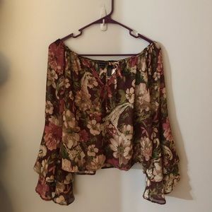 Floral off the shoulder shirt